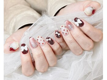 バレンタインネイル