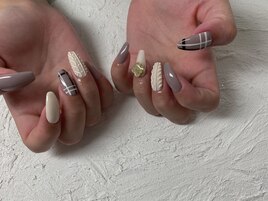 チェックネイル/ニットネイル