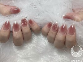 チークネイル長さだし水光リボン