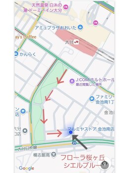 シエルブルー(ciel bleu)/いこいの広場沿いをお進み下さい