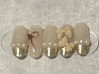 ひまりネイル(ひまりnail)/ワンホンネイル リボンネイル