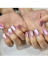 リファインネイル(refinenail)/くすみピンクマグネットネイル