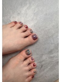 水彩ミラーフットネイル☆