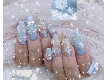 ネイル アリーズ セカンド(nail Allies 2nd)/リボン 水色 メンカラ オーロラ