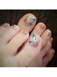 ふんわりフラワーフットネイル♪