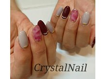 クリスタルネイル イオンモール広島府中店(CRYSTAL NAIL)/マーブルネイル×グレージュ