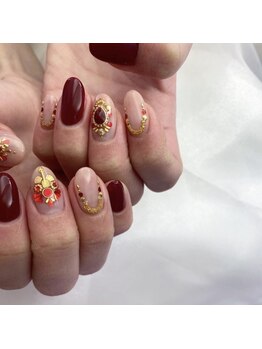 ボルドーゴールドネイル Pg カラーズネイル 恵比寿 Colors Nail Ebisu のフォトギャラリー ホットペッパービューティー