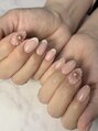 ディーネイル(DEE nail nagoya)&nbsp;ぷっくりフラワー×ミラーフレンチ