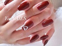 ユーネイルズ 恵比寿(Yu.NAILS.)/うる艶ボルドー◎ハートスワロ