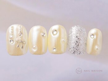 ネイルメゾン 渋谷店(NAIL MAISON)/イエローパールリボン¥6500