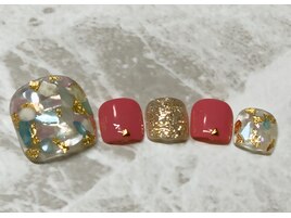 フットネイル　ピンク