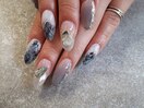 COOLグレー大理石ネイル