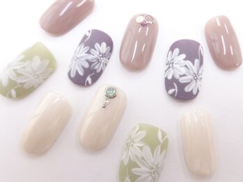 ネイルサロン クイール 小山店(NAIL SALON QUILL)/フラワー＆ワンカラー