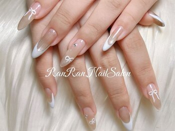 ランラン 池袋(RanRan)/フレンチ×リボンガーリーネイル