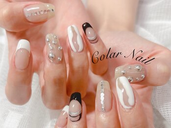 コラールネイル 本町(Colar Nail)/個性派フレンチ×涼しげうねうね