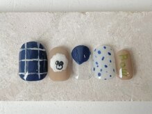 カラ ネイル 中津店(calla nail)/ゆるい犬と秋模様ネイル