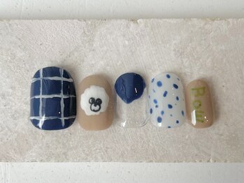 カラ ネイル 中津店(calla nail)/ゆるい犬と秋模様ネイル