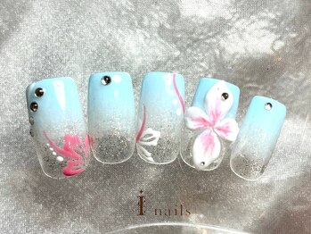 アイネイルズ 町田店(I nails)/夏グラデフラワーネイル11500円