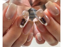 プレス ネイルアンドアイラッシュ(PRESS NAIL&EYELASH)/秋色大ぶりビジュー♪