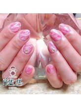 ネイルサロン 阡夜一夜/ピンクマーブル
