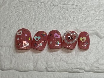 ネイルメゾン 天神店(NAIL MAISON)/ホログラムハートピンク¥12500