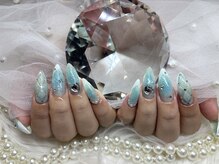 アンジュ(Ange)/【Miyu】水色キラキラネイル