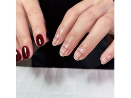 チェック/ボルドー/アシメ