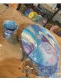 リスブラン 日本橋小伝馬町店 たらし込みアート作品を作ってみました!好きな色を使いました!