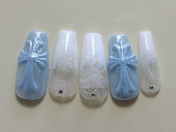 ジェミーネイル シンジュク(Jemiy nail shinjuku)/パールクロスレースグラデ