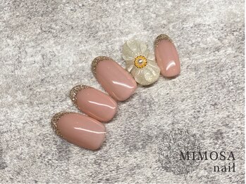 ミモザネイル(MIMOSA Nail)/キラキラフレンチ×フラワー
