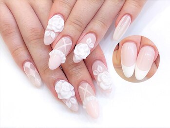 ネイルコレクション ピンク(Nail Collection Pink)/３Ｄフラワー☆薔薇：フレンチ