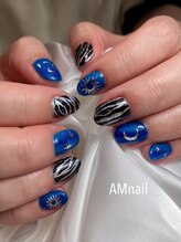 エーエムネイル(Am:nail)/ブルー×ゼブラ