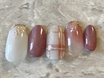 チェック×白ピンクニュアンス