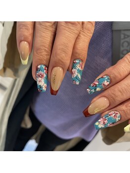 花柄アートネイル