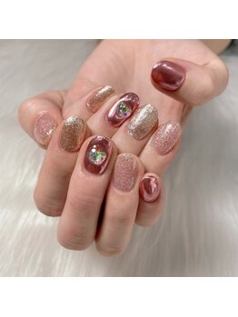 バブラブ/ミラーネイル×フラッシュネイル