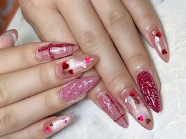 バレンタインハートネイル
