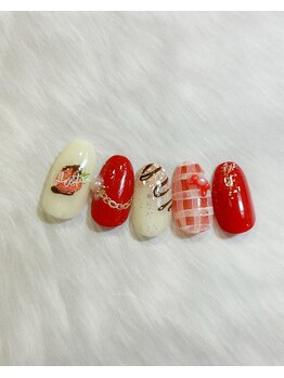 いちごチョコのネイル