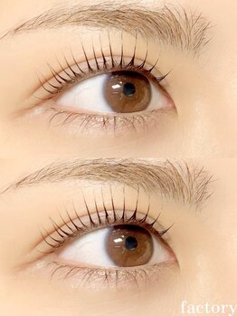 ファクトリー ビス(FACTORY bis)の写真/【お悩み別似合わせ施術♪】理想の目元に沿ったまつ毛パーマをご提案♪流行のパリジェンヌ/ワンホンなど◎