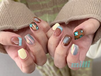 ミリネイルズ(milli nails)/ブライン×くすみブルー