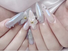 夏 さわやかフラワーネイル