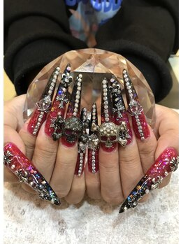 エスフィーネイルサロン ブリーユ(Esfy nailsalon Brille)/赤黒ロングスカルプ