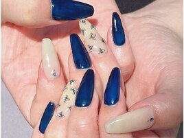 ビジュー　ネイビー　ワンカラー