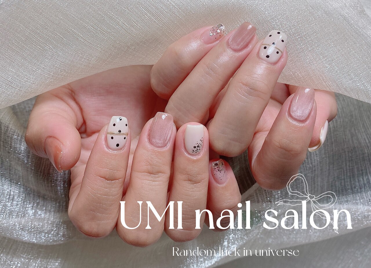ピンク＆白ドット柄ネイルチップ オーダーページ ピンク ドットネイルチップ