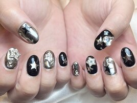 星モチーフ×ミラーネイル