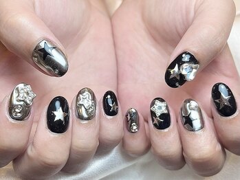 星モチーフ×ミラーネイル