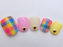 ネイルサロン ドレリッチ 大宮店(drerich)/カラフルギンガムチェックFOOT
