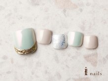 アイネイルズ 横浜EAST店(I-nails)/オーロラ2色ミラーフットネイル