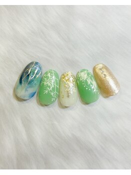 青インク彩度高めデザイン