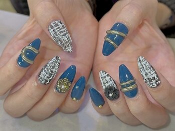 ツイード×リングネイル