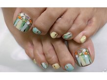 ネイルサロン ビューティーマジック 川口店/ストライプ柄footネイル